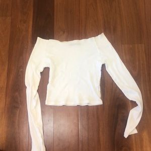white strapless long sleeve